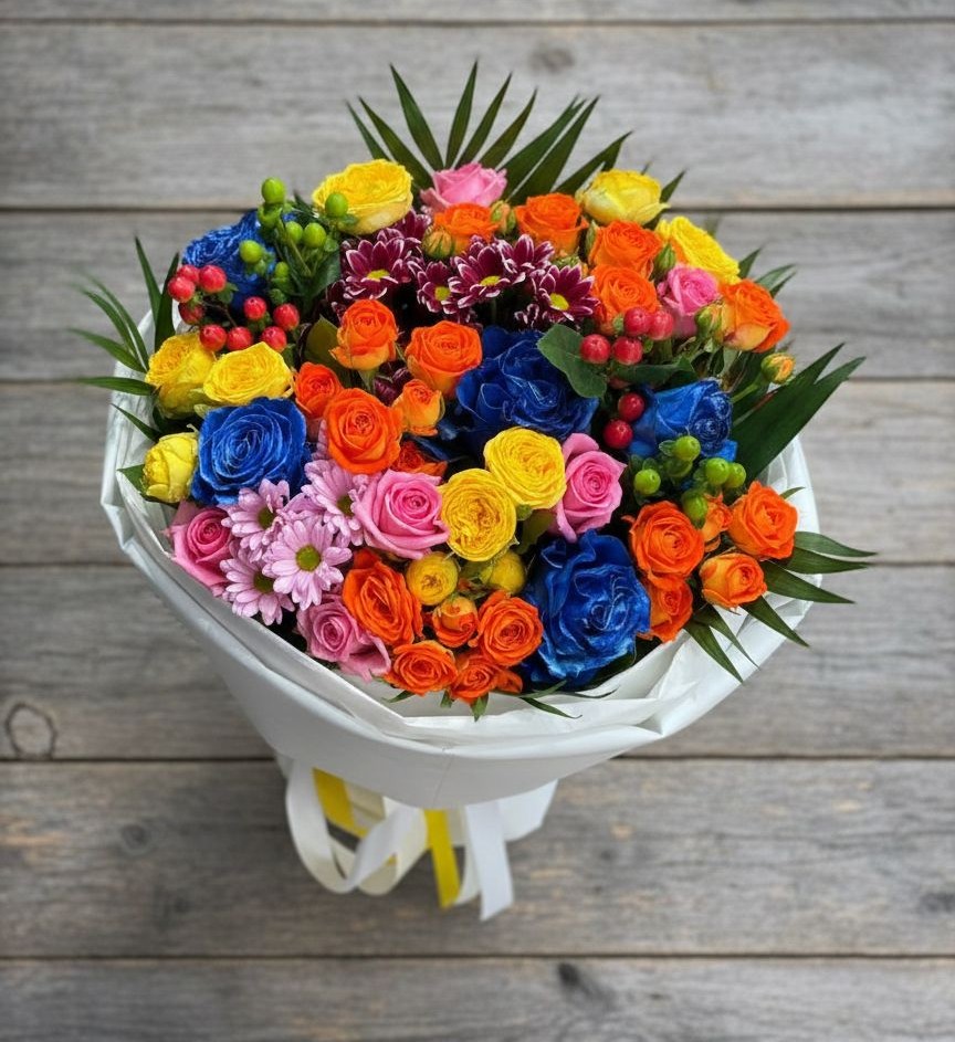 Букет цветов из: Розы и Хризантемы в Ливенке Воронежской области