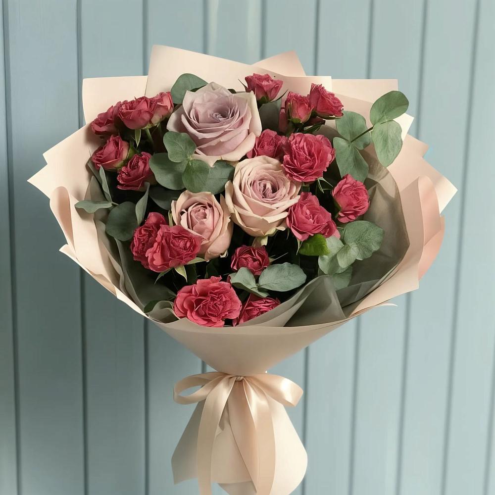 Букет цветов из: Гвоздики и Розы в Ливенке Воронежской области