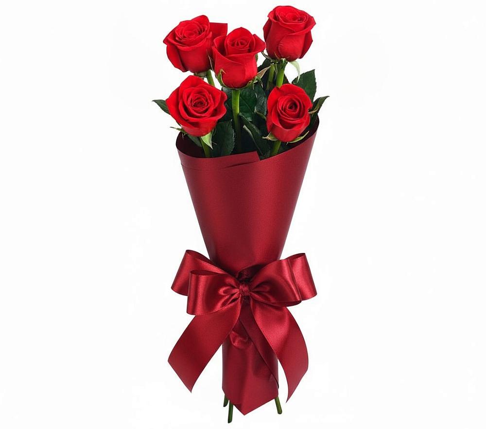 Букет 5 Красных роз Эдлесс Лав в Ливенке Воронежской области