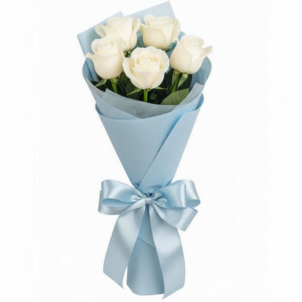 Букет 5 Белых роз Проуд в Ливенке Воронежской области