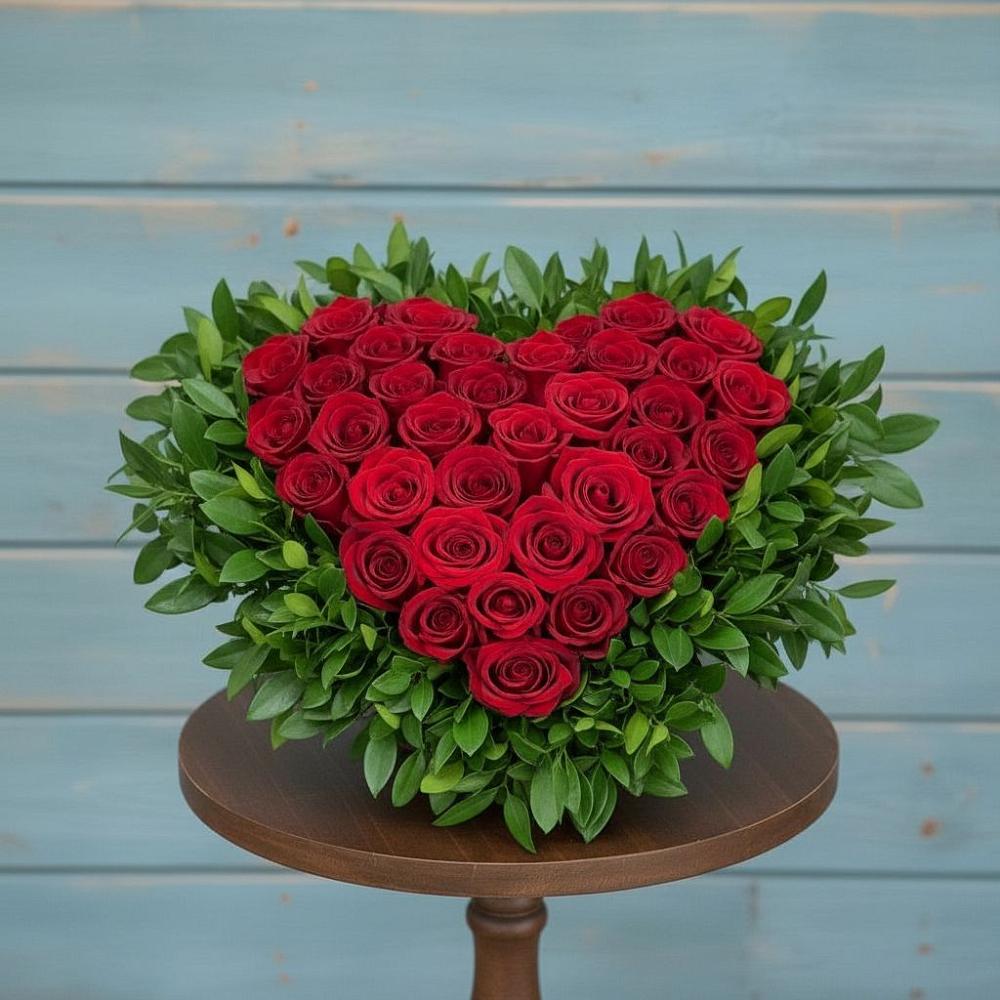 Цветочная композиция из Розы в виде сердца в Ливенке Воронежской области