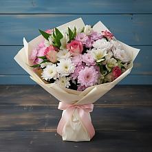 Букет цветов из:  Хризантемы, Альстромерии и Розы #REPLACE_PRED# Ливенке Воронежской области