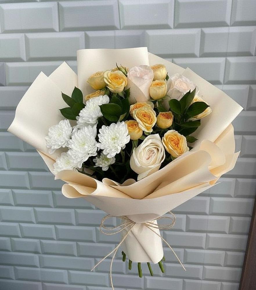 Букет цветов из: Розы и Хризантемы в Ливенке Воронежской области