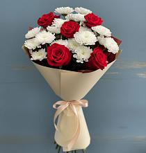 Букет цветов из:  Розы и Хризантемы в Ливенке Воронежской области