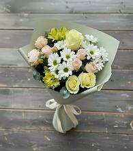 Букет цветов из:  Альстромерии, Розы и Хризантемы в Ливенке Воронежской области
