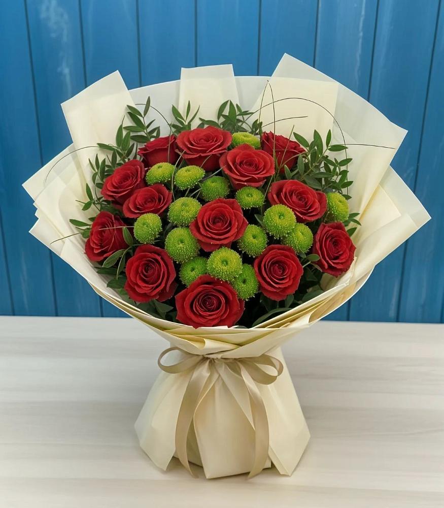 Букет цветов из: Розы и Хризантемы в Ливенке Воронежской области